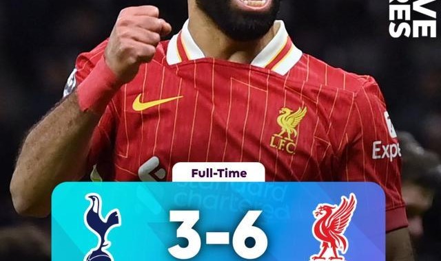 开云-【英超】热刺3比6利物浦，萨拉赫、迪亚斯梅开二度